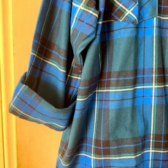 Natural Reflections Plaid Flannel Button Up Shirt Relax XL Western Layered Top - Picture 10 of 13
